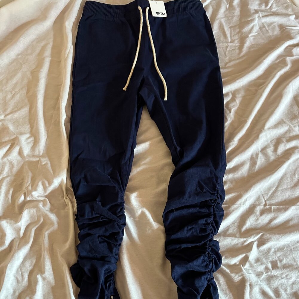 EPTM Men's Size Small Navy Skinny Stretch Pants Drawstring Lightweight Joggers